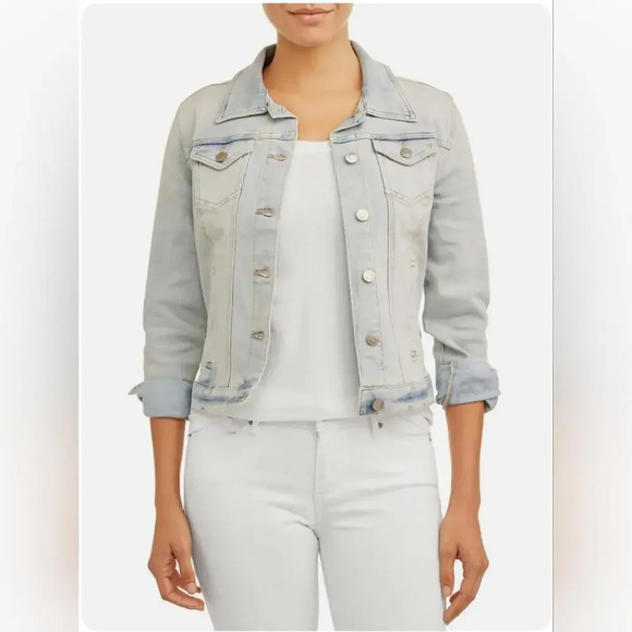 Time and Tru Women's Stretch Denim Jacket Size Small 4-6 - Picture 2 of 15